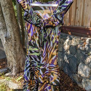 Morgan de Toi dress, wild pattern orange/purple size Small/Medium